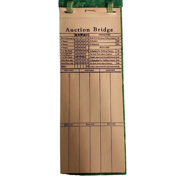 Vintage Antique Auction Bridge Celluloid Score Book Green With Parrot Cover - Picture 5 of 7